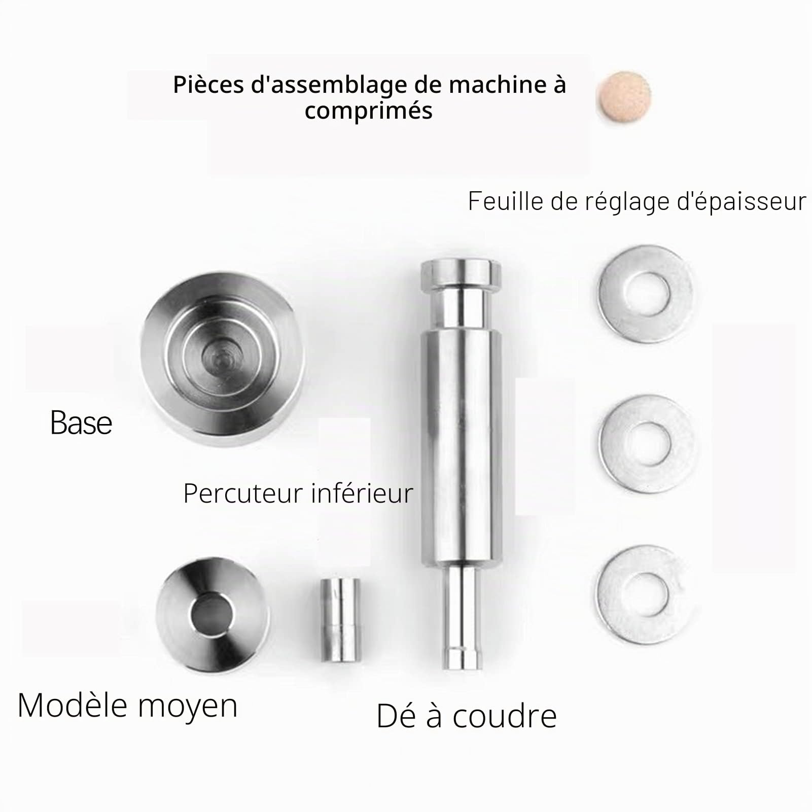 Machine de presse de comprimé de main de 6mm/8mm/10mm/12mm, machine de presse de pilule d'acier inoxydable, outil de fabrication de bricolage de pilule de tranche de sucre, machine de moulage de compr