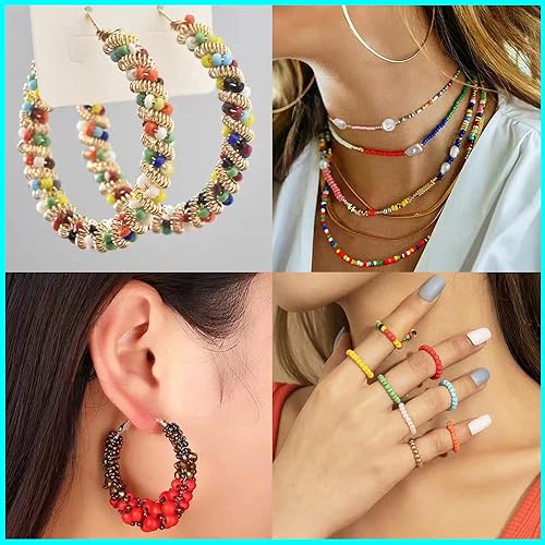 Miniatura 10 de Tibaoffy Tamaño 60 - Cuentas de semillas de vidrio para manualidades de 0.157 in, cuentas blancas para la fabricación de joyas (en total alrededor