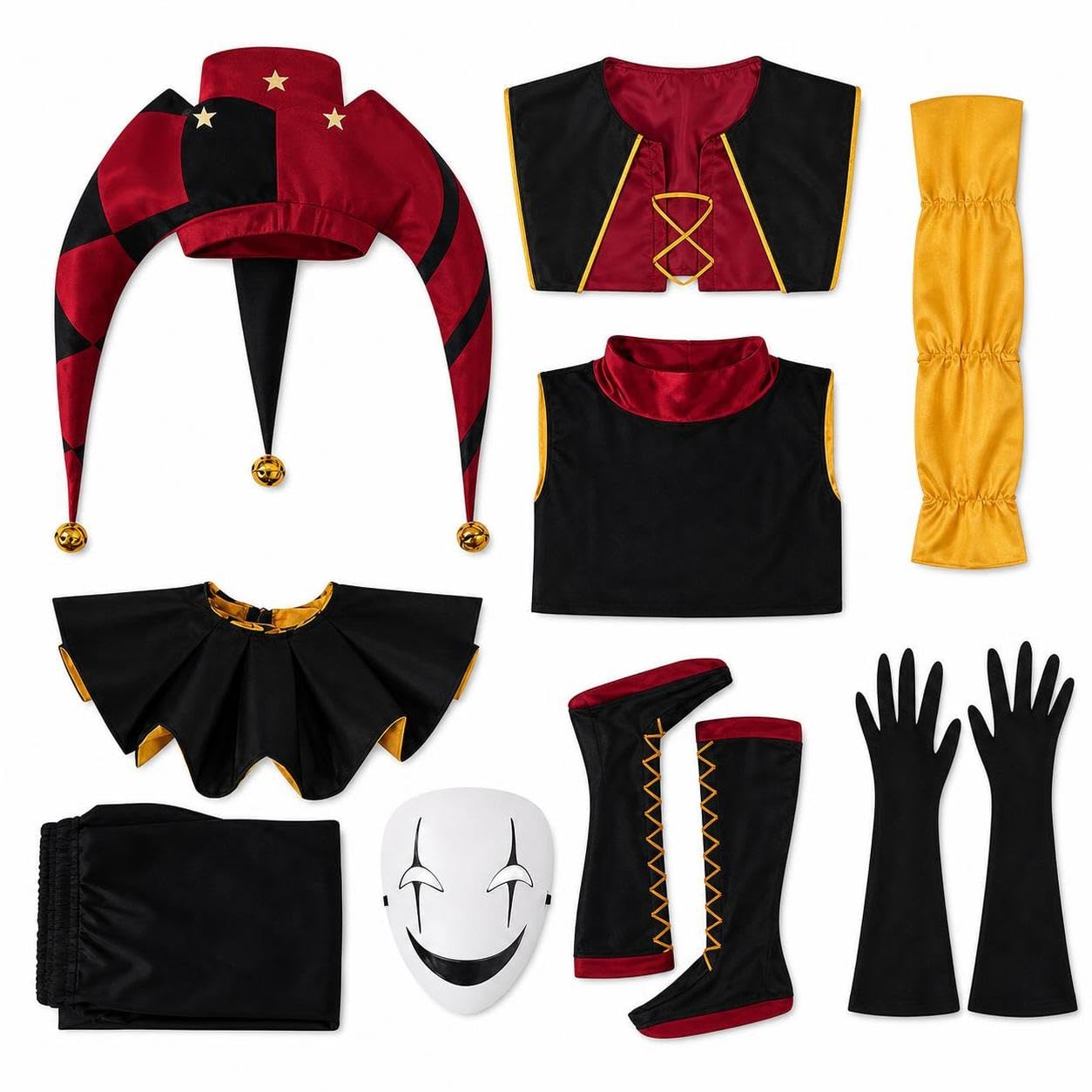 Homyl Clown Kostüm Set für Erwachsene – Faschingskostüm für Damen und Herren, 9-teilig