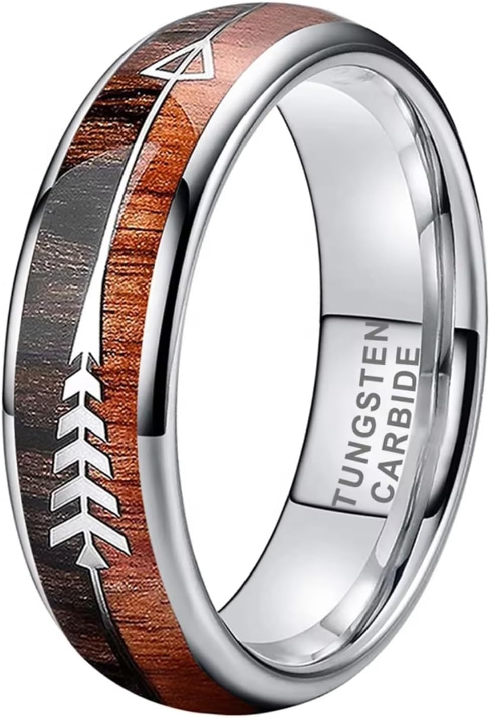 Jewelry 6mm Koa Wood Arrow Inlay Tungsten Ring for Men Women Engagement Wedding Band 6mm Tungsten 6 - Image 1 of 6