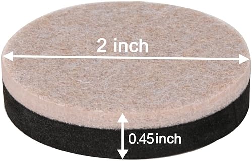 Miniatura 3 de 24 piezas deslizantes de muebles de 2 pulgadas redondas de fieltro para muebles, reutilizables, resistentes, almohadillas móviles para suelos de