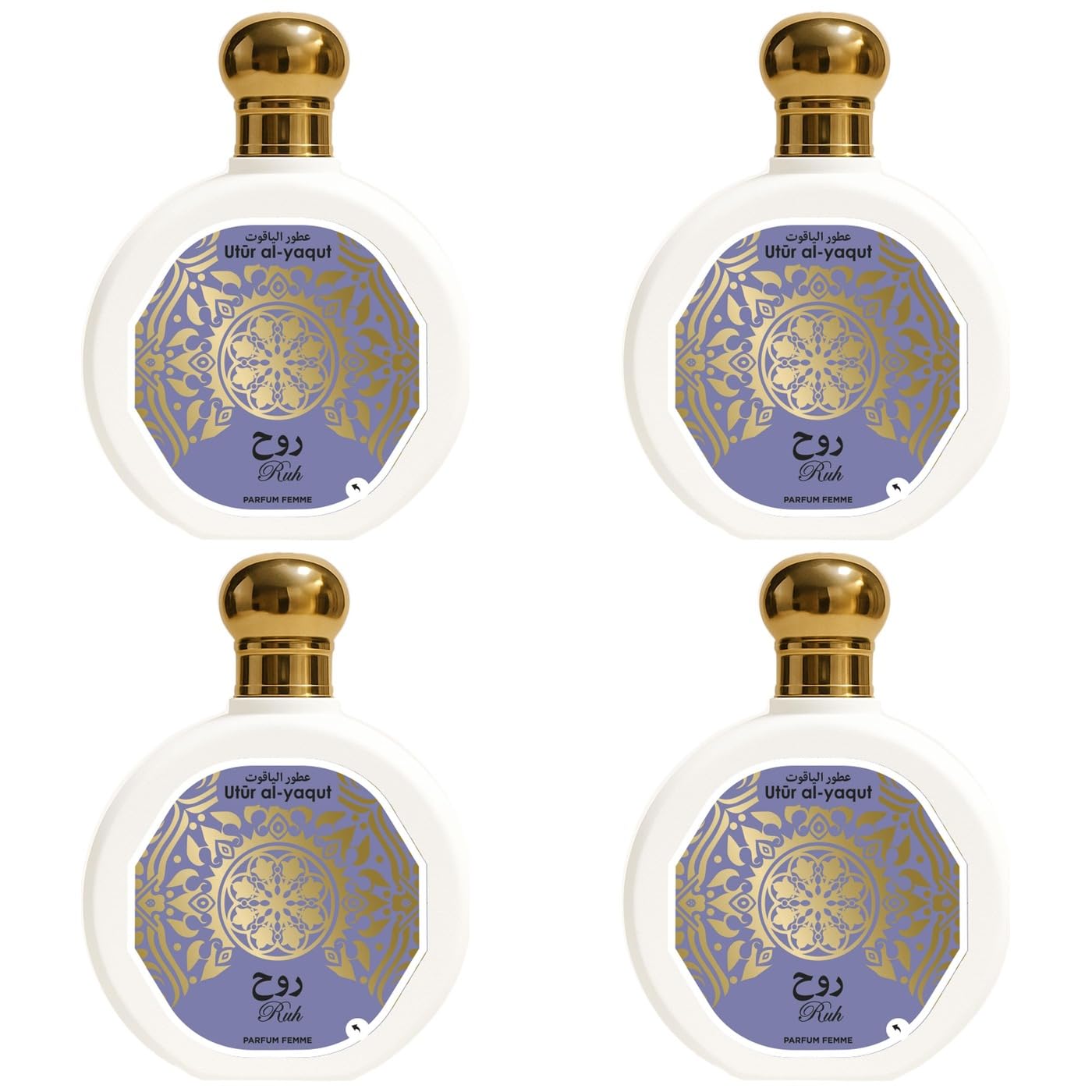 Utur Al-Yaqut RUH - Profumo da donna, EDP, 100 ml, confezione da 4 pezzi