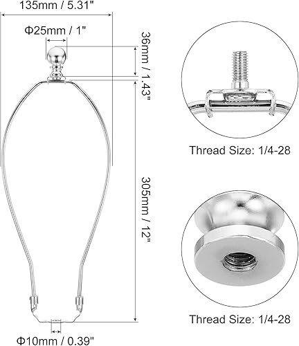 Miniatura 8 de PATIKIL Kit de arpa de lámpara de 10 pulgadas con remate, 2 juegos de soporte de pantalla desmontable, accesorios de iluminación para lámparas de