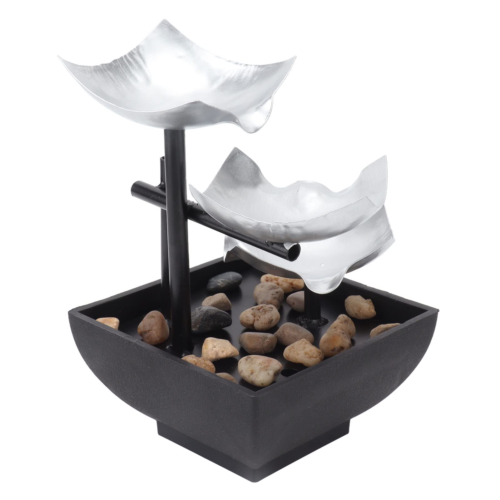Adornos de Fuente de Agua Corriente de Escritorio USB, decoración de característica de Agua de Roca de Tres Capas, Ciclo silencioso, decoración del hogar de Escritorio de 5V