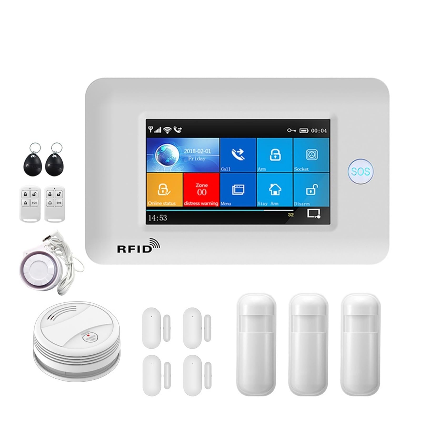 Wifi GSM Home Alarm System Burglar Security With Detector Tuya Smart Life Remote Monitoring(D.)