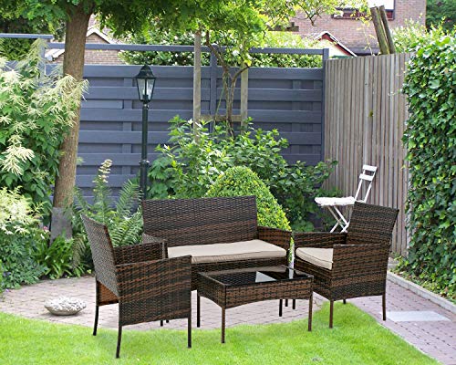 image for PayLessHere Patio Furniture 4 Pieces Outdoor Indoor Use Rattan Chairs 