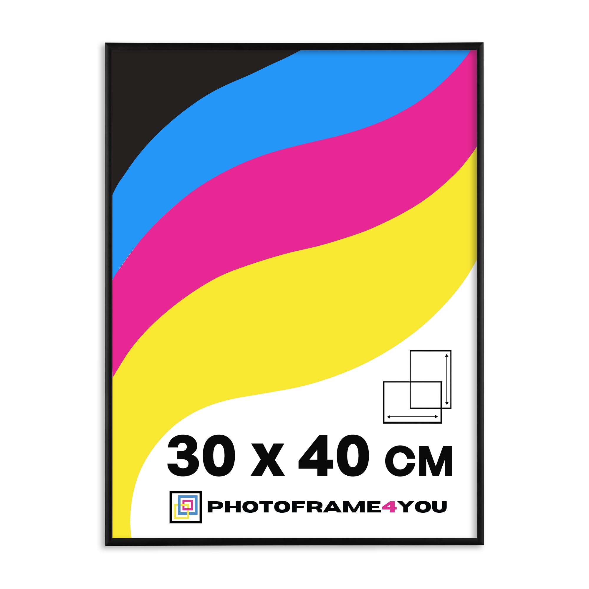 Photoframe4you - 30x40 cm Picture Frame Black - Aluminium Photo Frame with Shatterproof Acrylic Glass - 11,8x15,7 inches Wall Hanging for Posters & Certificates in Living Room, Bedroom Tacoma