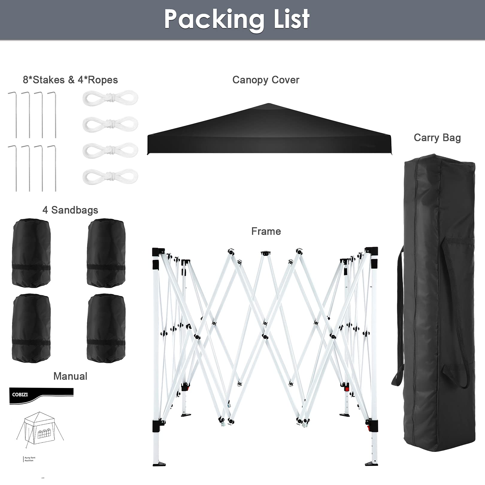 TOOLUCK Tienda de campaña desplegable de 10 x 10 pies, impermeable, para fiestas al aire libre, tiendas de campaña para fiestas, camping, eventos comerciales, cenador, carpa portátil para patio, boda,
