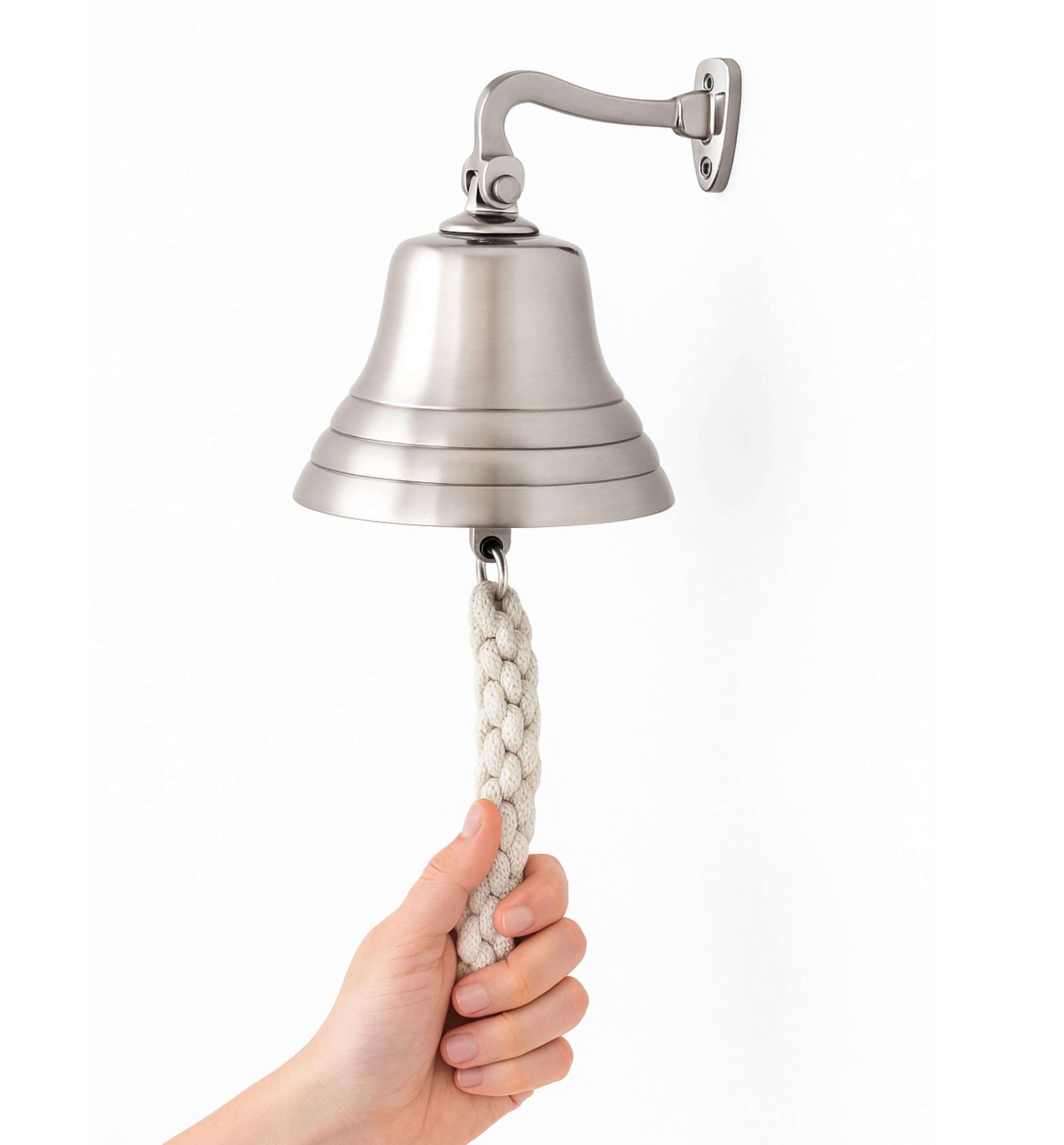 Assorted Collections Silver Bar Accessories For Home Pub Hand Bell Wall Mounted Bar Nautical Decorations – Unique Bell With Crisp Loud Sounds Ideal For Christmas, Reception, Pubs (8 Inch)