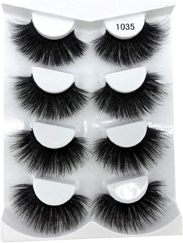 HBZGTLAD Cílios Postiços 3D Modelo Criss-cross Wispy Cross Fluffy 25–30 mm (1035), 4 pares