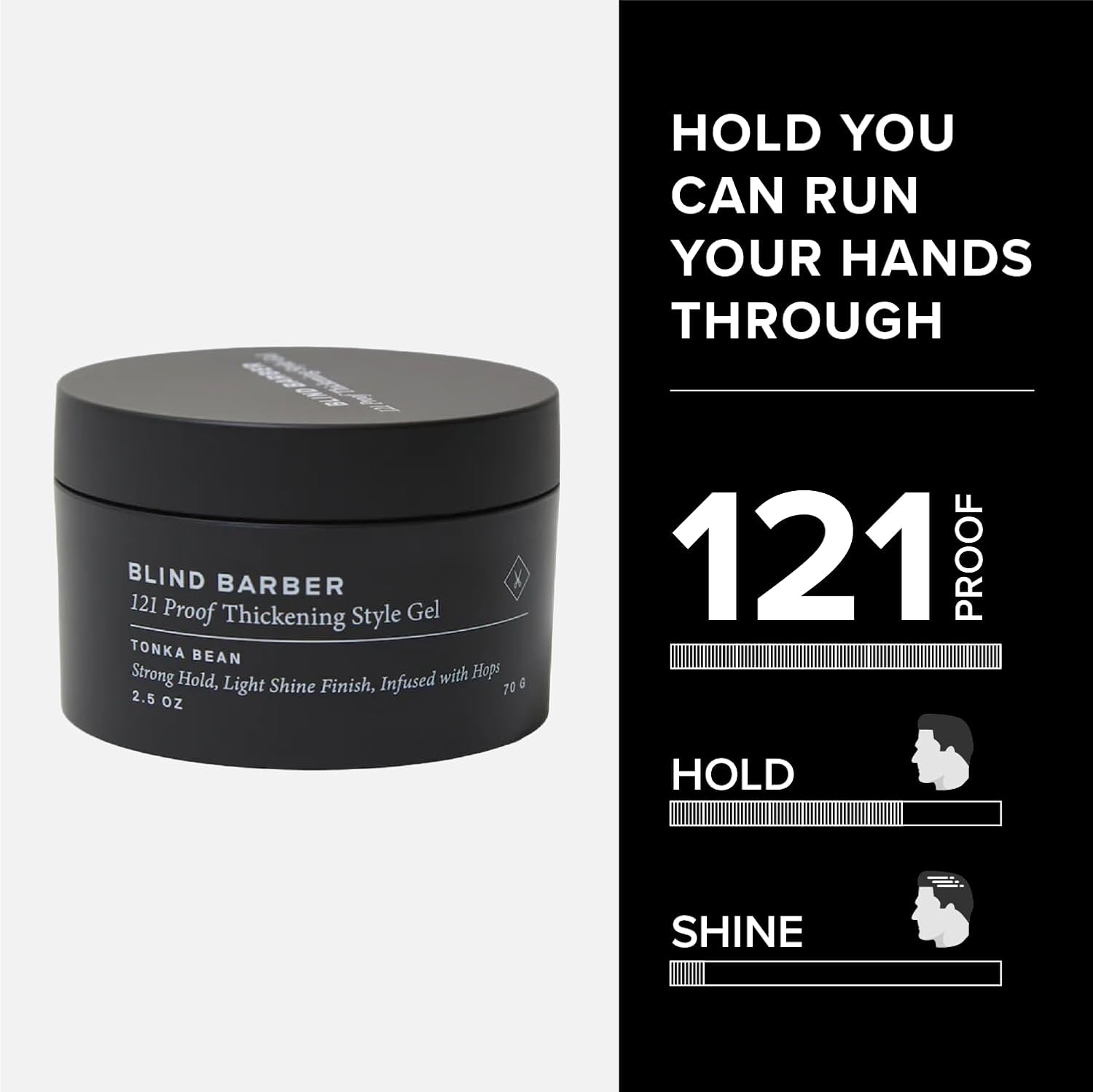 Blind Barber 121 Proof Thickening Style Gel - Medium to Strong Hold Hair Gel - Water-Based for All Hair Types - Paraben & Sulfate Free Products for Men (2.5 Ounce)