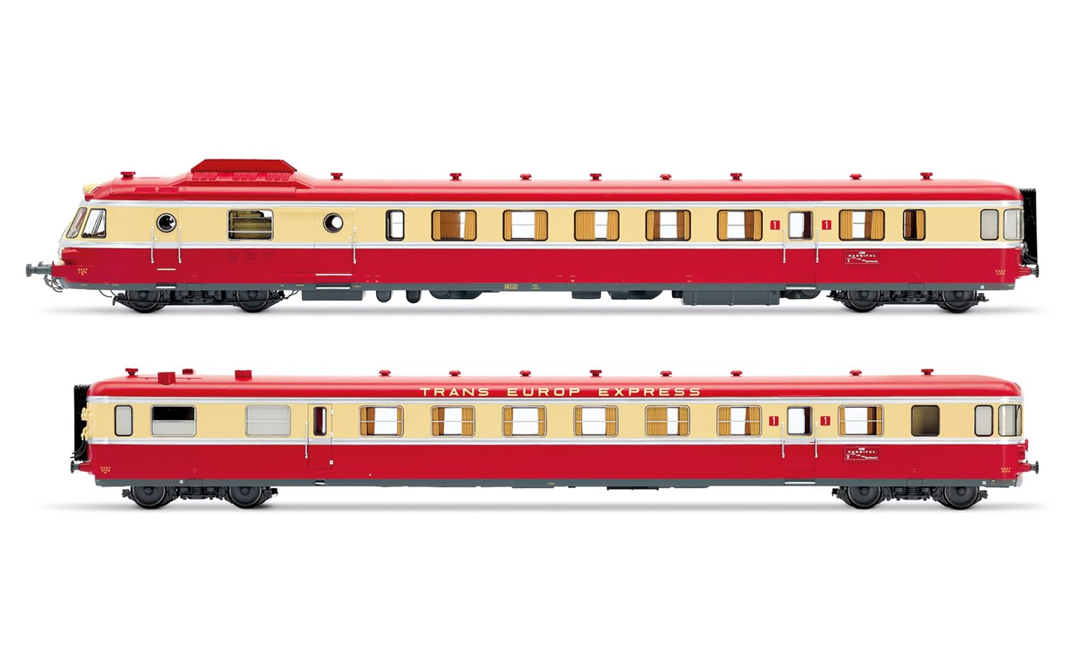 JOUEF HJ2461S SNCF, wagon spalinowy RGP I z przyczepą, czerwono-beżowe malowanie TEE, odc. III, z dekoderem dźwięku DCC. Kolej 1x Lokomotywa spalinowa