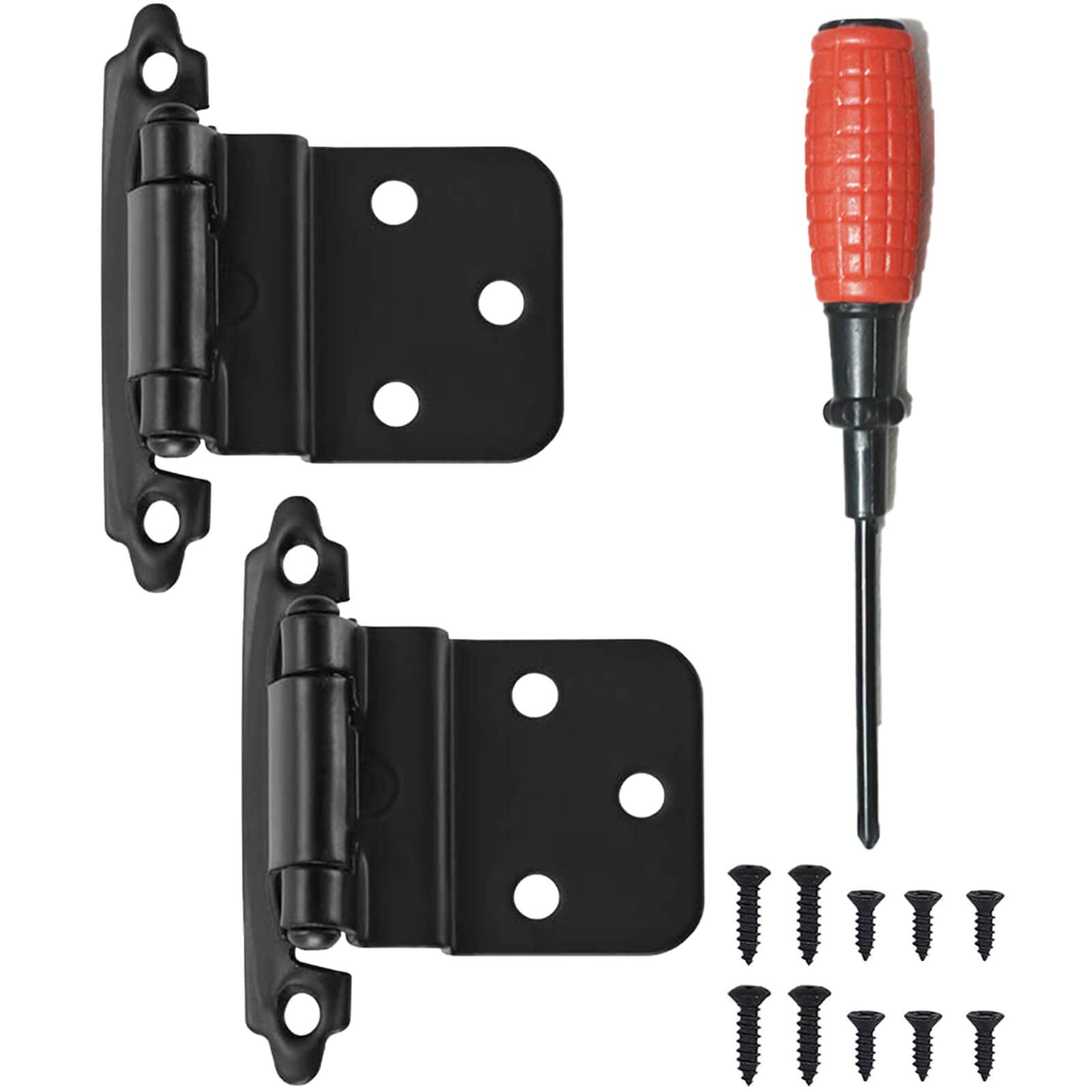 Inset Cabinet Door Hinges Black, 2Pcs 1 Pairs, Flush Face Mount Cupboard Self-Closing Kitchen Cabinet Hardware Hinges