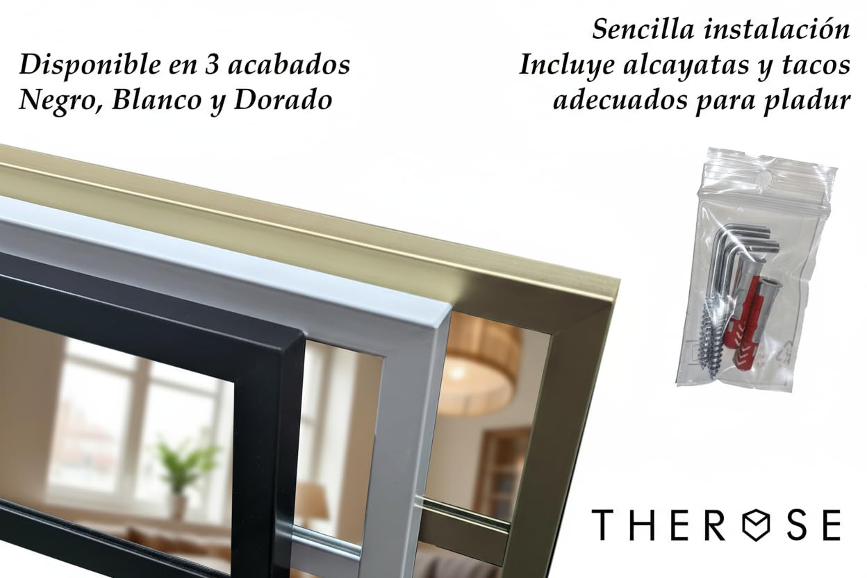 THEROSE Specchio industriale a finestra, cornice in alluminio, specchio a finestra, 160 x 80 cm, da parete, camerino (bianco)