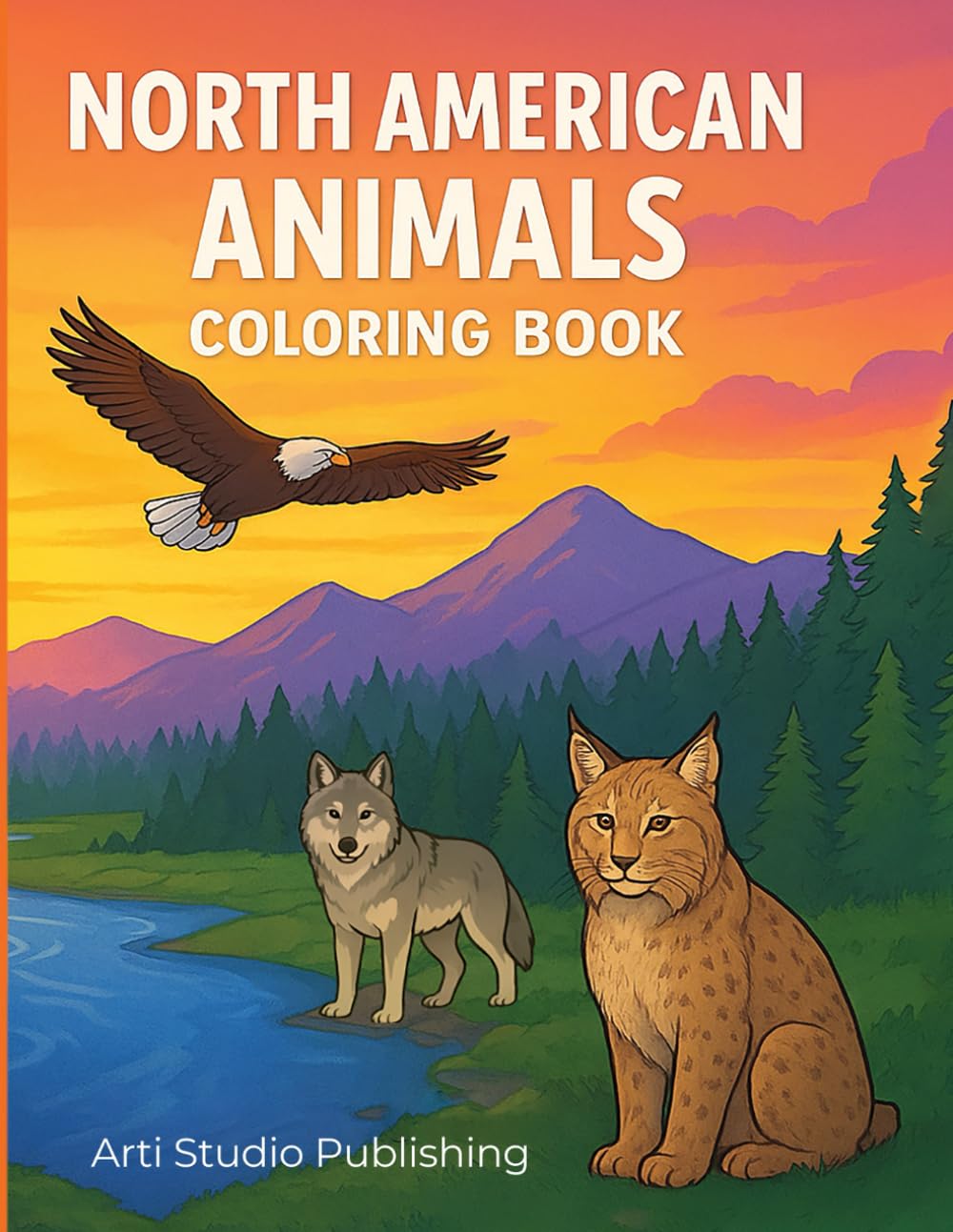 NORTH AMERICAN ANIMALS COLORING BOOK: Educational Wildlife Coloring Book with Realistic and Cartoon Animal Illustrations, Fun Facts and Color Guides ... 6 - 10 (North America Coloring Adventures)