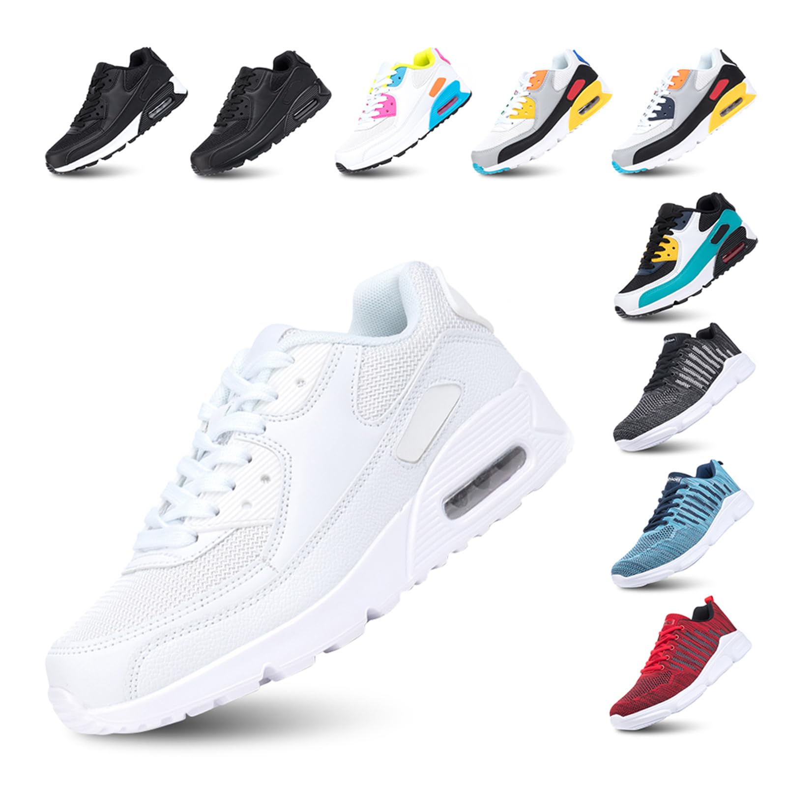 Hitmars Scarpe Running Uomo Donna Donna Ginnastica Sneaker Leggere Traspirante Outdoor Sportive Calzature da Corsa Pallavolo Tennis Nero Verde Bianco Rosa Giallo EU36-EU47
