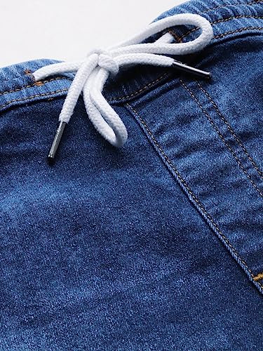 Image of The Indian Garage Co Men Regular Fit Solid Mid-Rise Denim Shorts