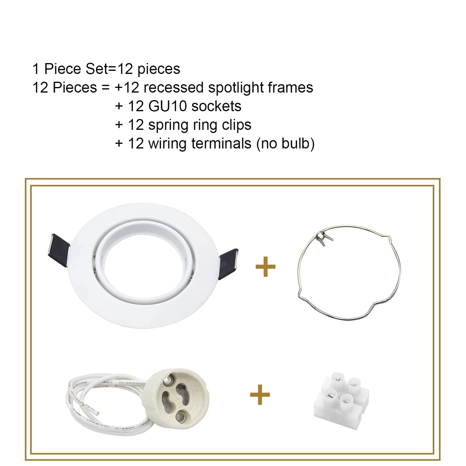 Juego de 12 focos empotrables LED con marco GU10 marco empotrable orientable focos LED redondos blancos de 68 mm incl. casquillo GU10