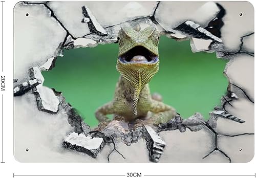 Miniatura 2 de Graman Letrero de lata con diseño de lagarto impreso en 3D con estampado 3D de selva tropical, decoración de la habitación de los niños, decoración