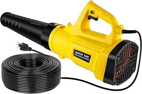 Soplador de hojas, soplador de hojas eléctrico de mano de turbina de alta potencia de 3000 W, con cable de alimentación extra largo de 82 pies,