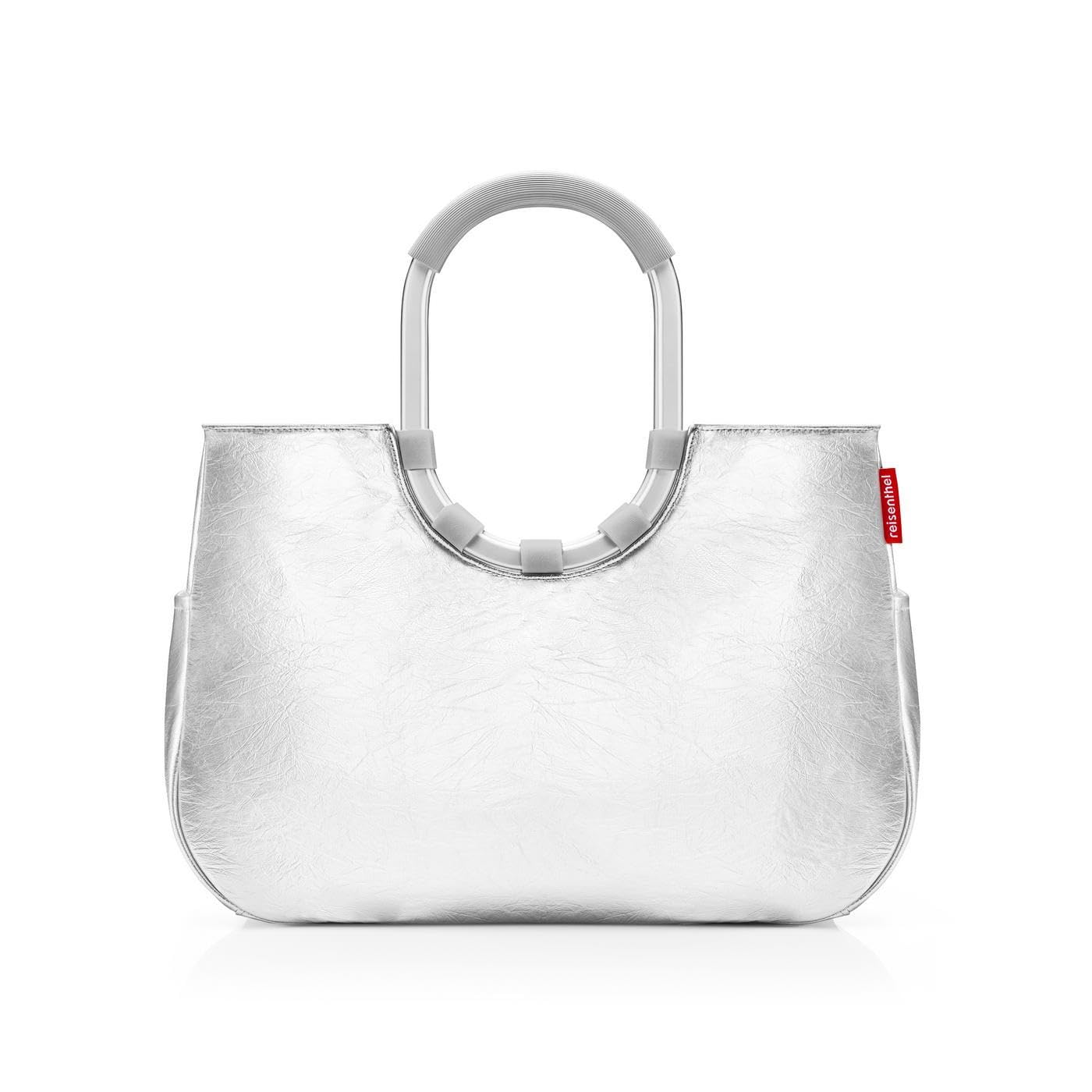 reisenthel loopshopper L silver crackle – Stabile Tasche mit praktischen Fächern aus recycelten PET-Flaschen – Charmantes und wasserabweisendes Design