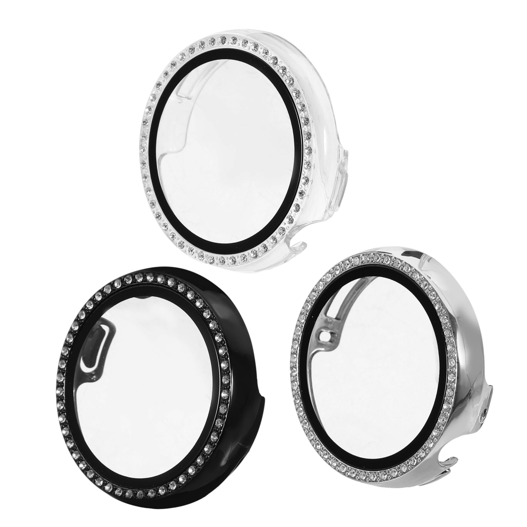 Artibetter 12stücke Teiliges Schutzset Für Watch Glitzernde Handgelenk-uhrenhülle Mit Kristallen Kratzfest Und Stoßdämpfend Einfache Montage Transparent Schwarz Silber