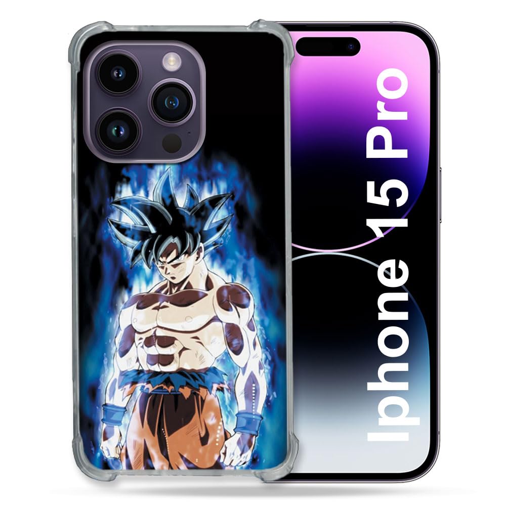Cokitec Reinforced Case for iPhone 15 Pro (6.1) Manga Dragon Ball Sangoku Black