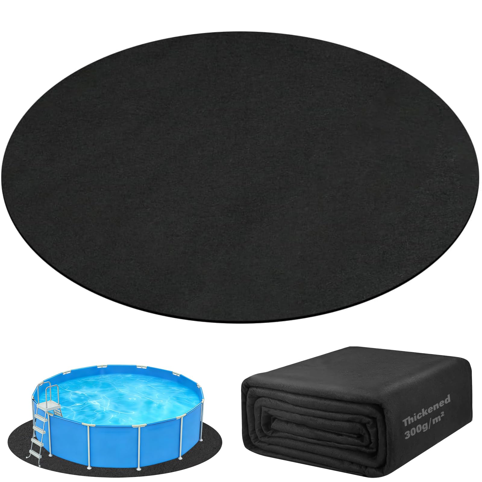330CM Pool Bodenplane 300g/m²,Runden Poolmatte,Poolunterlage Bodenschutzplane Bodenmatte Poolunterlage Matte,Tragbares Spa Pool Zubehör,Schwimmbecken Matte Faltbarer,Whirl-Pool Unterlage (330CM)