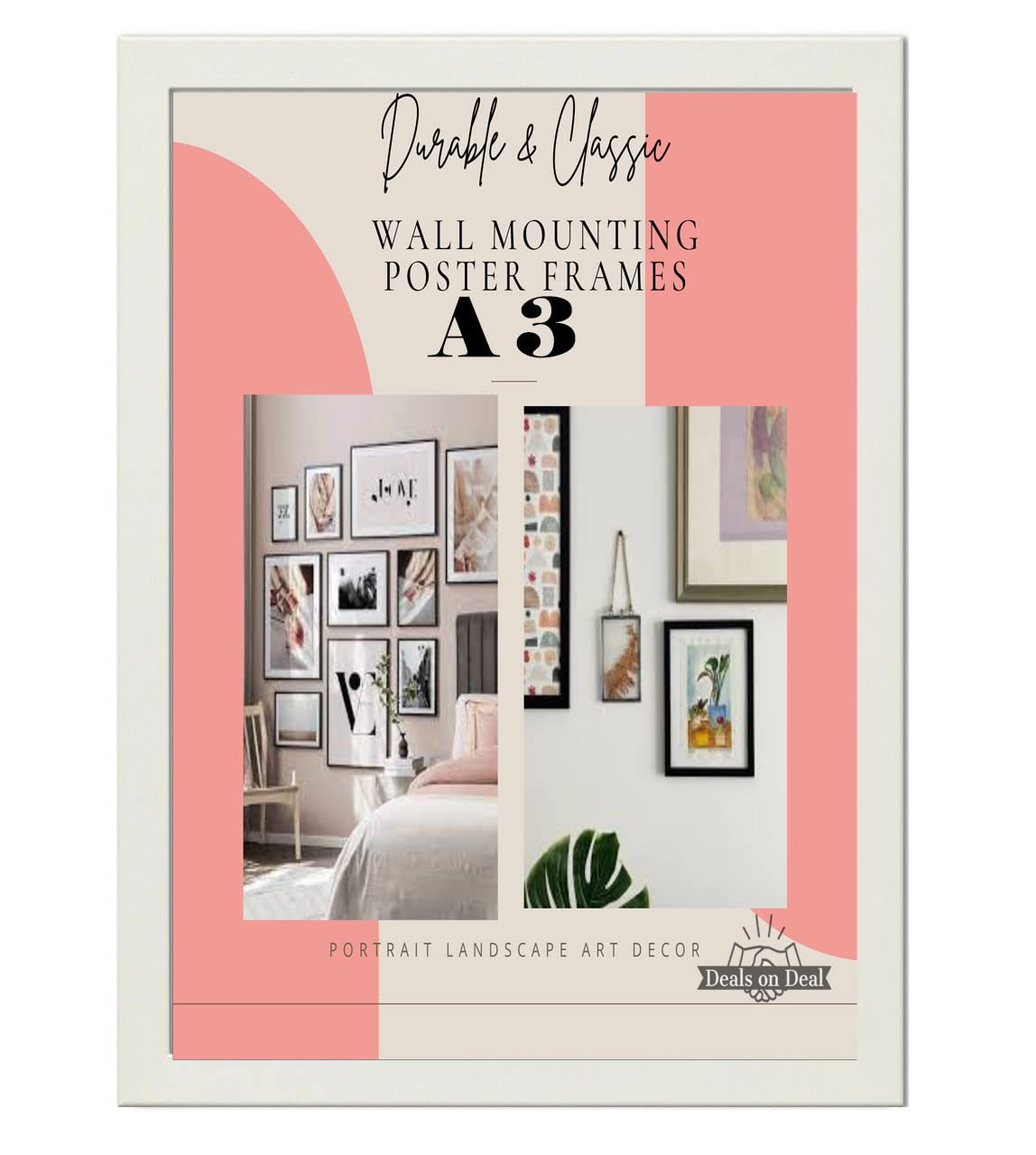 DEALS ON DEAL Modern Wooden Picture Frame Photo Frame Wall Art Poster Frames With Clear Perspex Safety Glass to Hang Portrait or Landscape (A3 (29.7 x 41.9cm), WHITE)
