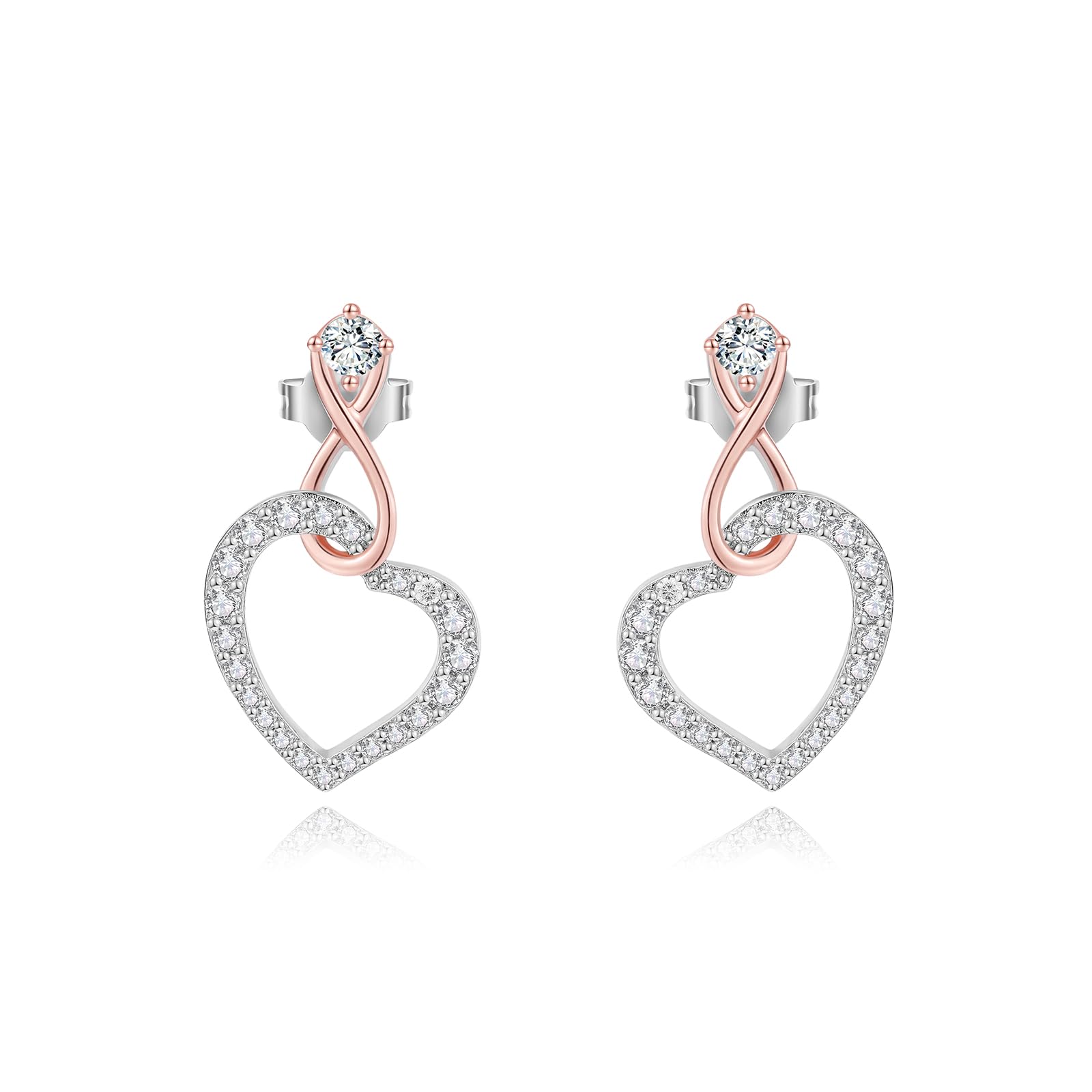 GEORGE · SMITH Pendientes Plata de ley 925 para Mujeres,Pendientes Plata Corazón Infinito,Día de la Madre Regalos Cumpleaños Joyería para Mamá Esposa