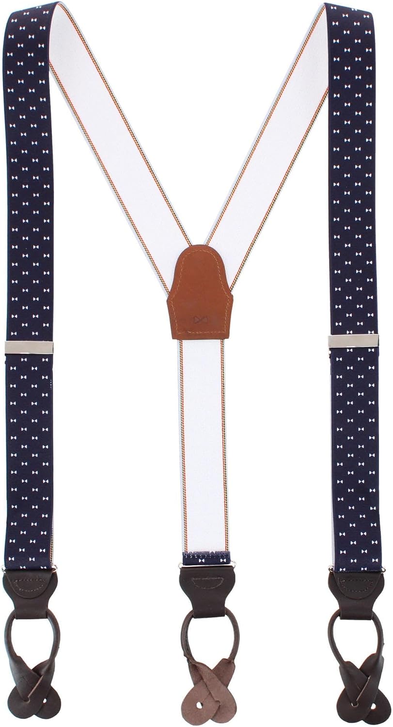 Trafalgar Men's The Micro Bow Classic Elastic Button End Braces (Suspenders)