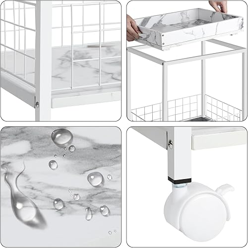 Miniatura 3 de Mesa auxiliar con ruedas, mesa auxiliar con bandeja extraíble para servir, mesa auxiliar industrial retro, estante de almacenamiento, para sofá,