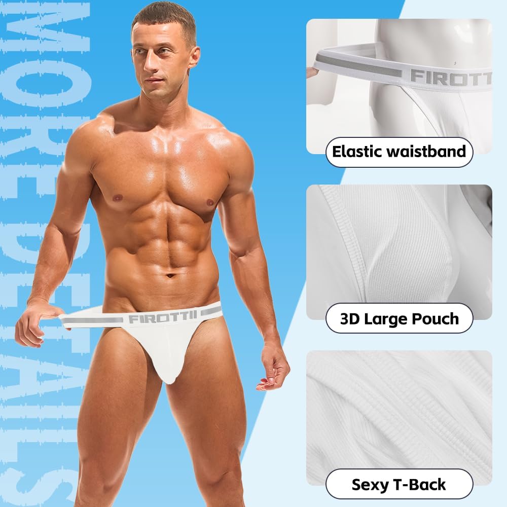 Mens Thong Underwear Ribber G-String Low Rise Briefs T-Back Pouch Stretch and All-day Comfort Lingerie for Men - Image 5