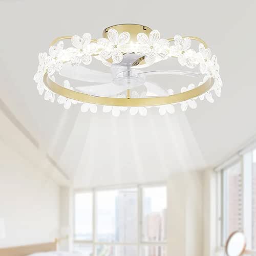 Fandelier Ceiling Fan with Light and Remote, 22'' Dimmable LED,