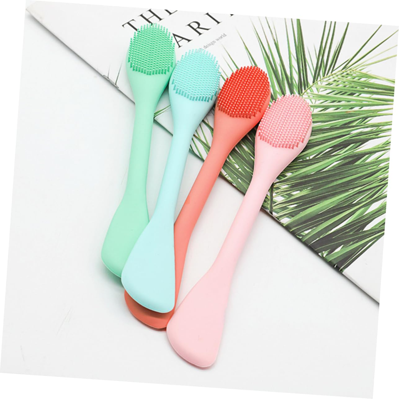 TOVINANNA Skin-Friendly Silicone Facial Brush 4pcs Set Double Head Face Cleaning Brush Gentle Makeup