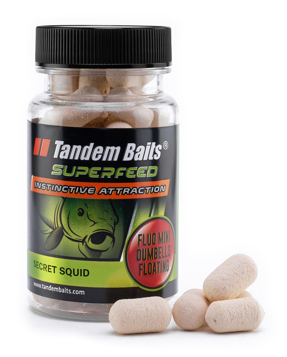 Tandem Baits SuperFeed Fluo Mini Dumbells Floating Secret Squid Pop-Ups | Carp Bait | Hookbaits | Monster Fish 30g