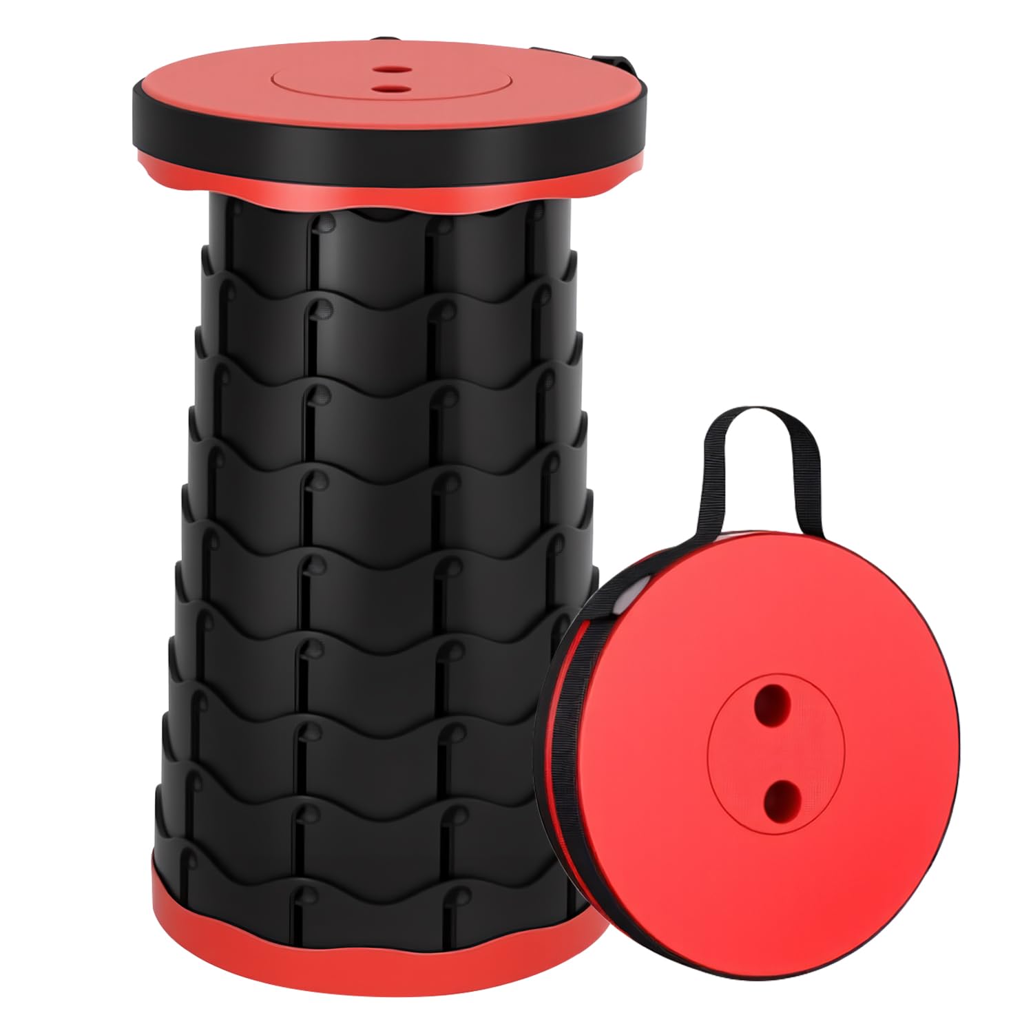 Royomal Portable Folding Stool, Folding Stool, Folding Stool Camping Height Adjustable, Portable Folding Bench, for Outdoor Activities such as Travel, Fishing, Hiking and Camping (Red)