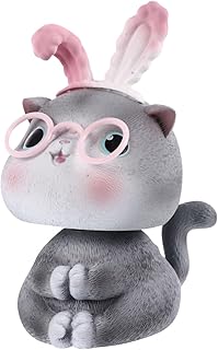 HOMSFOU 3 Pçs Gato Bobble Cabeça Ornamento Gato Bolo Topper Painel Estátua Resina Animal Mini Mini Bonecas Mesa Decoração Boneca Desktop Painel Boneca Balançando Cabeça Ornamento Presente