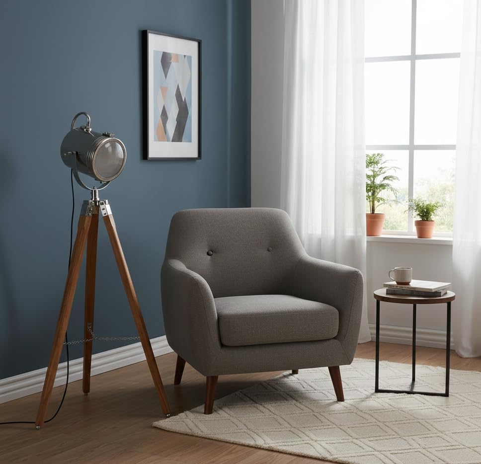 Image of Modern Floor Lamp with Spot Light Head for Living Room & Bedroom | Tall Metal Standing Lamp with Stable Round Base | Minimalist Corner Light for Home Decor, Reading & Ambient Lighting