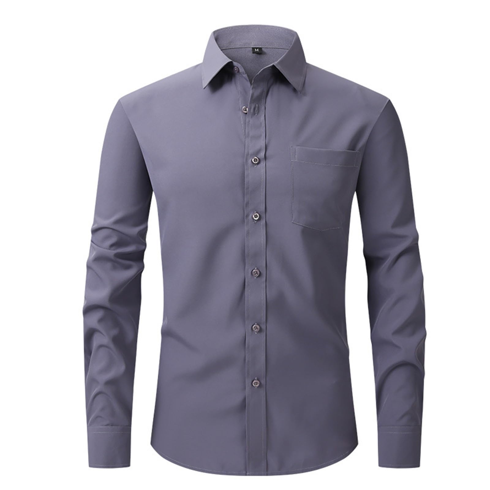 Genérico Camisa Hombre Slim Fit Camisas Informales Hombre Camisa Hombre Verano Manga Larga Clásico Camisas Manga Larga Hombre Camisas Informales de Verano Camisas Manga Larga Hombre con Bolsillo