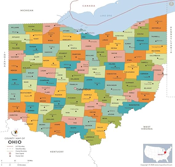 Ohio On The Map Amazon.com : Ohio County Map - Laminated (36" W X 34.5" H) : Office Products