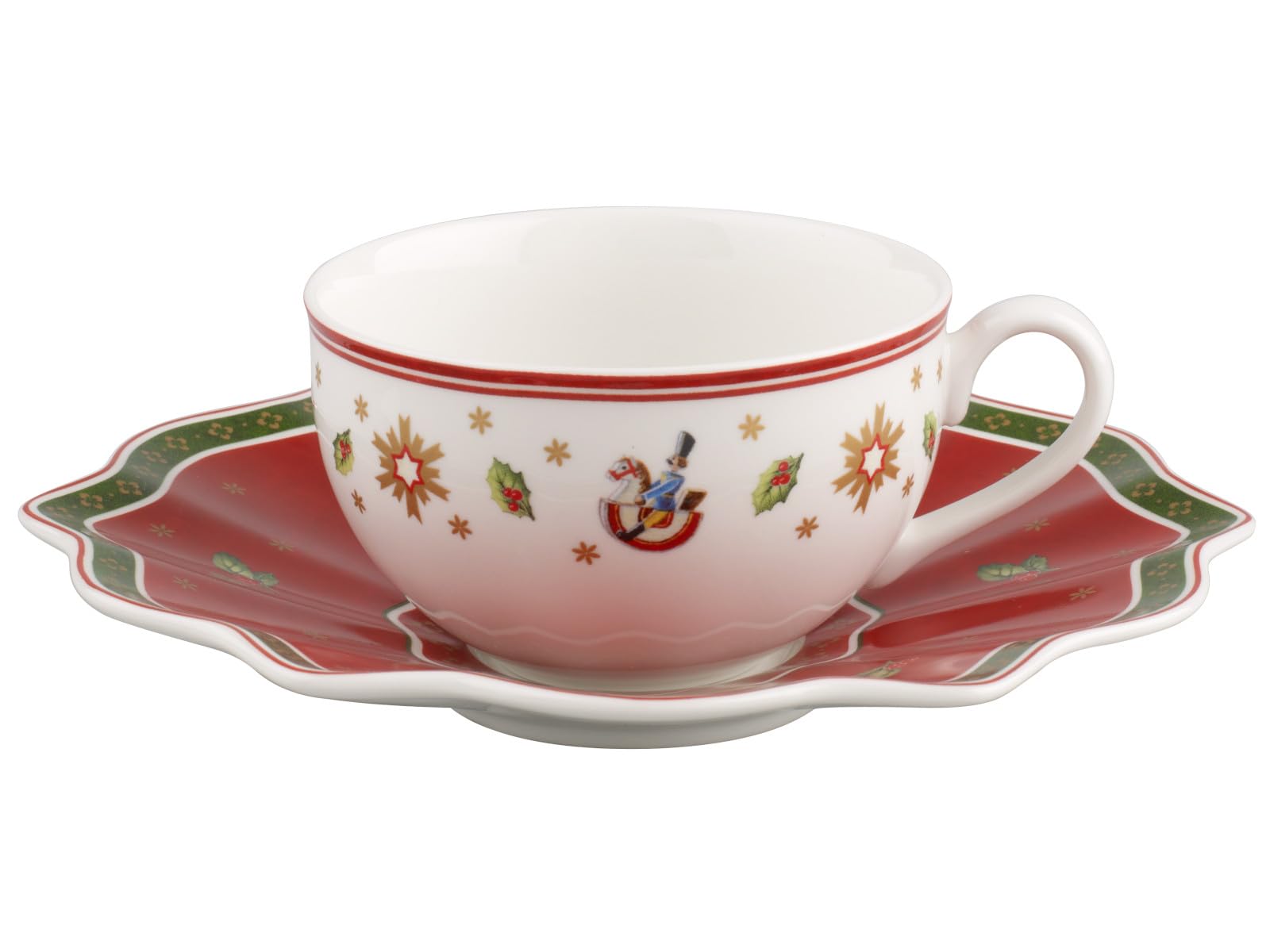 Villeroy & Boch Filiżanka do kawy/herbaty, spodek, twarda porcelana, biały/czerwony, 22 x 16 x 8 cm