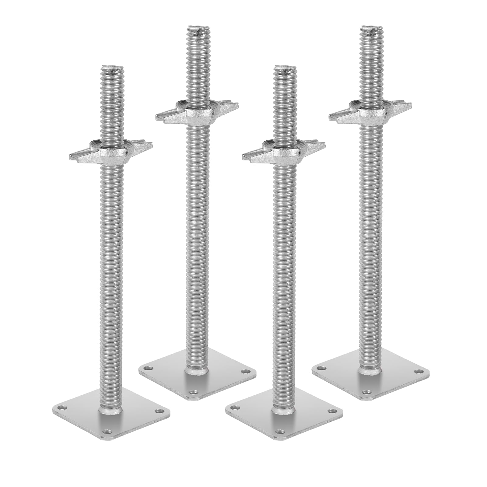 BAOSHISHAN Gerüstspindel 460 x 30 mm, 12 x 12 cm Sockel, Verstellbarer Gewindefußplatte für Gerüste, 4 Stück/Set