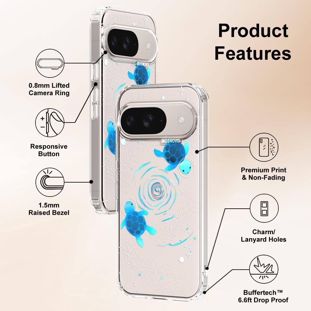 MOSNOVO Case for Google Pixel 10 & Pixel 10 Pro, [Buffertech 6.6ft Military-Grade Drop Protection] [Anti Peel Off Tech] Clear TPU Bumper Phone Case Cover Design - Cute Cherry — view 154