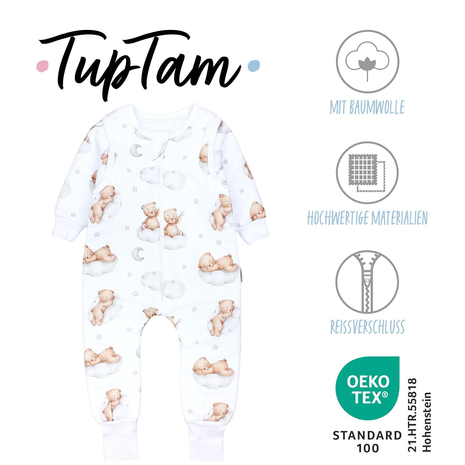 TupTam Sacco Nanna con Piedini – Sacco Nanna Invernale 2.5 TOG in Cotone OEKO-TEX
