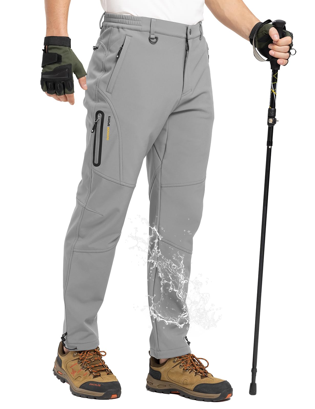 Snapklik.com : Mens Winter Hiking Pants Fleece Lined Snow Ski Softshell ...