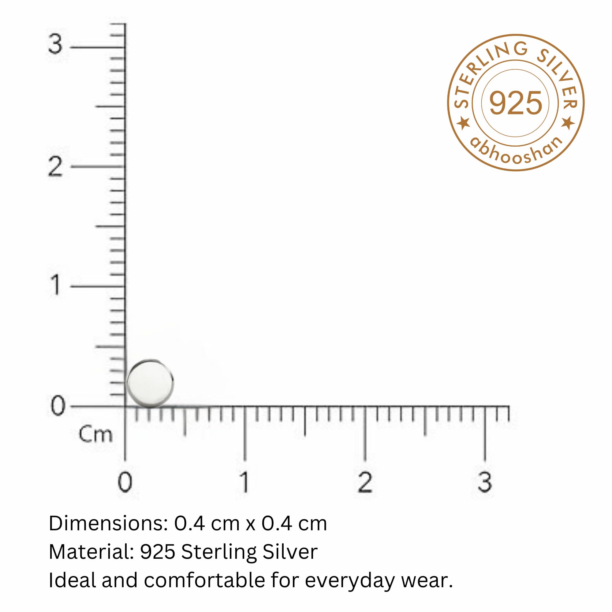 abhooshan 92.5 Sterling Silver & Gold Plated Flat Round Nose Pin For Women & Girls Stylish and Latest Body Jewelry for Couch Helix |Size 2mm to 6mm | With Certificate of Authenticity 1