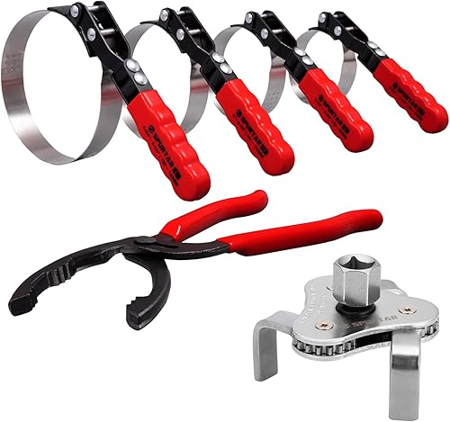 Spurtar Juego de 5 llaves giratorias para filtro de aceite + 3 llaves de filtro de aceite de mandíbula, herramienta universal de extracción de