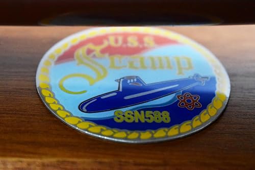 Miniatura 5 de USS Scamp (SSN-588) Modelo submarino, azul marino, modelo a escala de 20 pulgadas, caoba, clase de skipjack