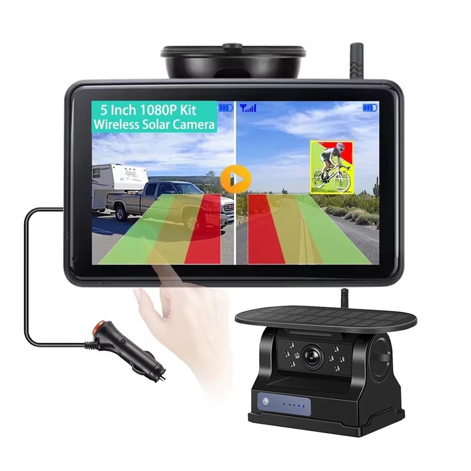Telecamera Backup Wireless Con Ricarica Solare Magnetica Wifi Con Registratore DVR Da 5 Pollici Allarme Punto Cieco BSD Per Camion Rimorchio Telecamera Retromarcia